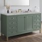 James Martin Vanities Chicago 60" Single Bathroom Vanity in Smokey Celadon with 3 cm Victorian Silver Quartz Top, Rectangular Sink and FreePower Wireless Charger, , large