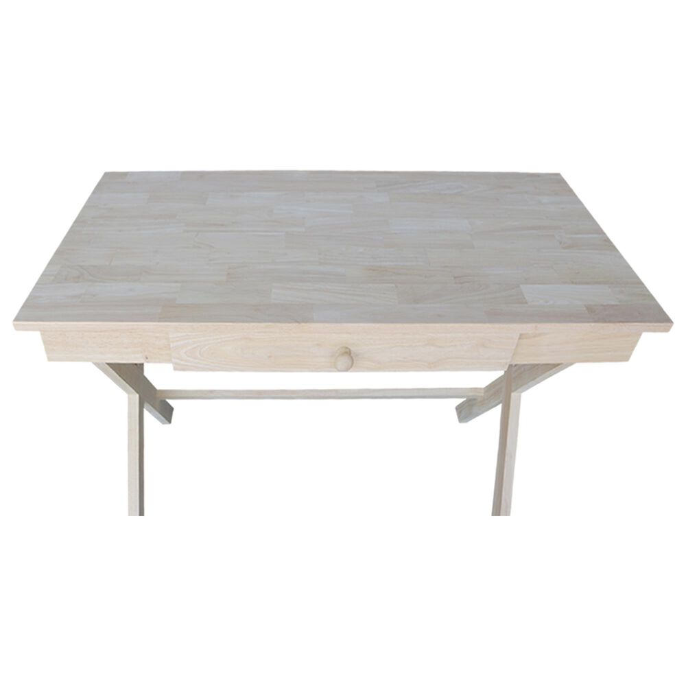 International Concepts Modern Farmhouse Desk with Chair in Unfinished NFM