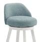 Armen Living Erika Swivel Counter Height Stool with Light Blue Upholstery in White, , large