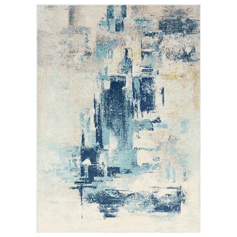 Surya Bodrum 8"10" x 12" Ivory, Gray, Navy and Aqua Area Rug, , large