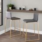 Lumisource Mara Counter Stool with Grey Cushion in Gold (Set of 2), , large
