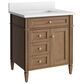 James Martin Brittany 30" Single Bathroom Vanity in Pecan with Single Hole 3 cm White Zeus Silestone Top and Rectangular Sink, , large