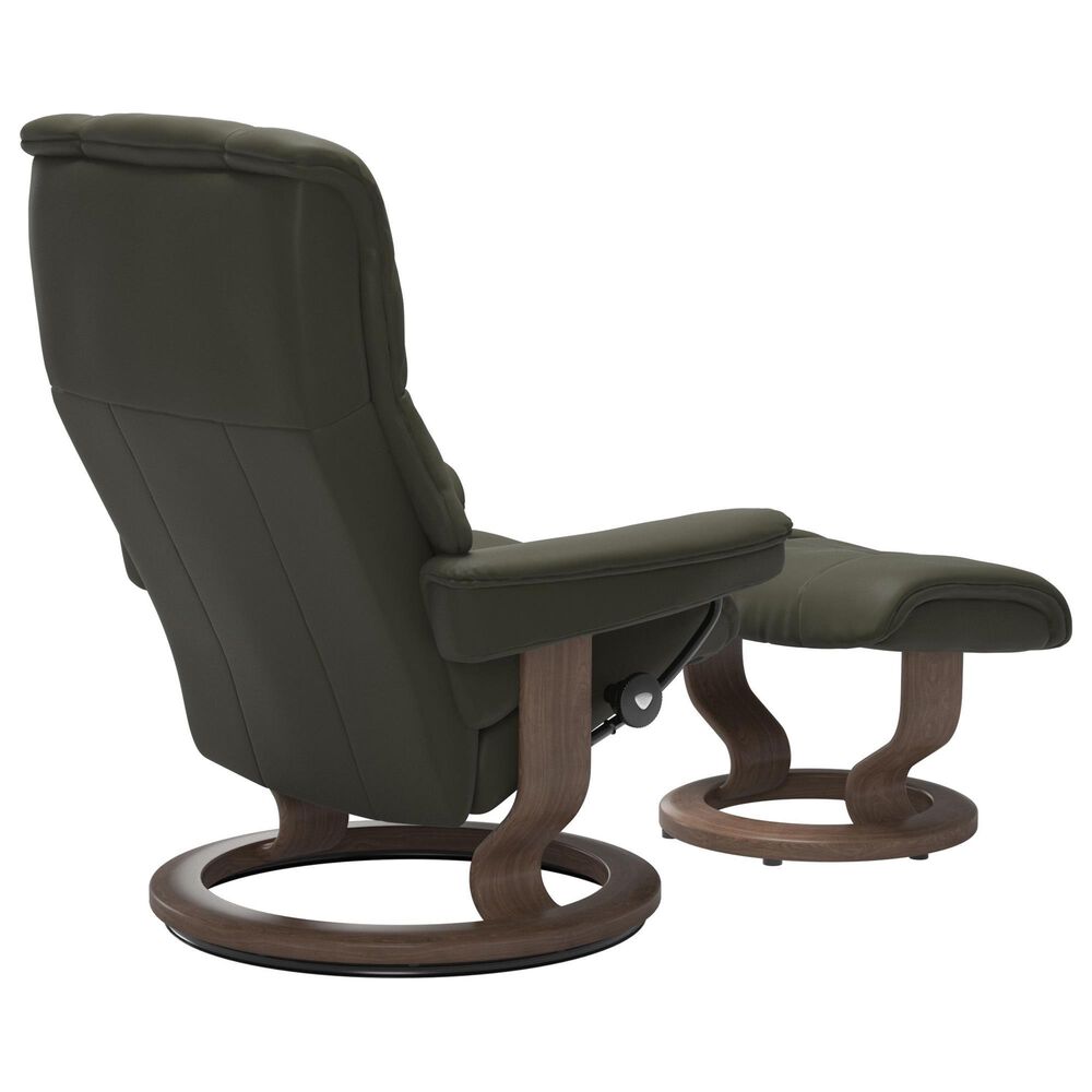 Stressless Mayfair Large Chair and Ottoman in Paloma Dark Olive, , large