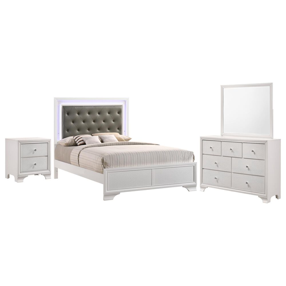 Crown Mark Lyssa 4-Piece Queen Bedroom Set in White, , large