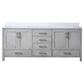 Lexora Home Jacques 80" Double Bathroom Vanity in Distressed Grey with 2 cm White Cultured Marble Top and Rectangular Sinks, , large
