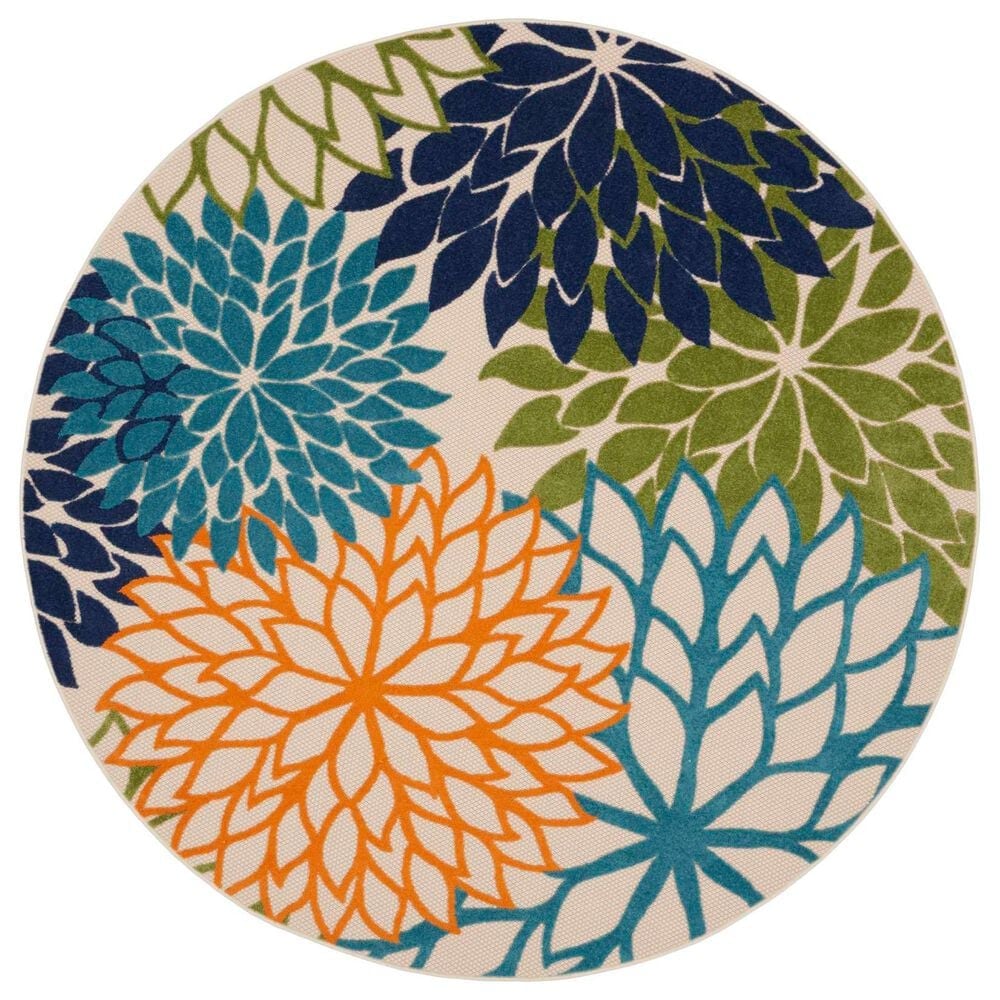 Nourison Aloha ALH05 5"3" Round Multicolor Indoor/Outdoor Area Rug, , large
