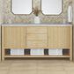 James Martin Marigot 72" Double Bathroom Vanity in Sunwashed Oak with 3 cm Victorian Silver Quartz Top, Rectangular Sinks and FreePower Wireless Charger, , large