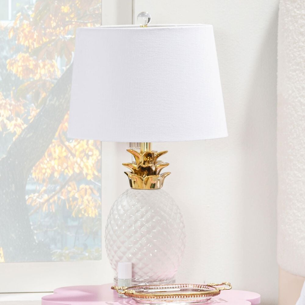 Lamps Per Se 22&quot; Pineapple Table Lamp in Gold and White, , large