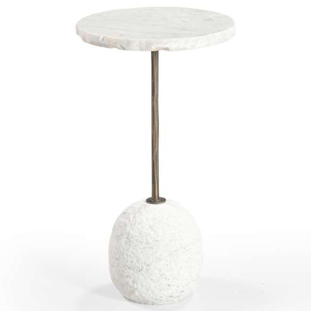 Bassett Mirror Company Aeirith Accent Table in Natural Edge White and Antique Brass, , large