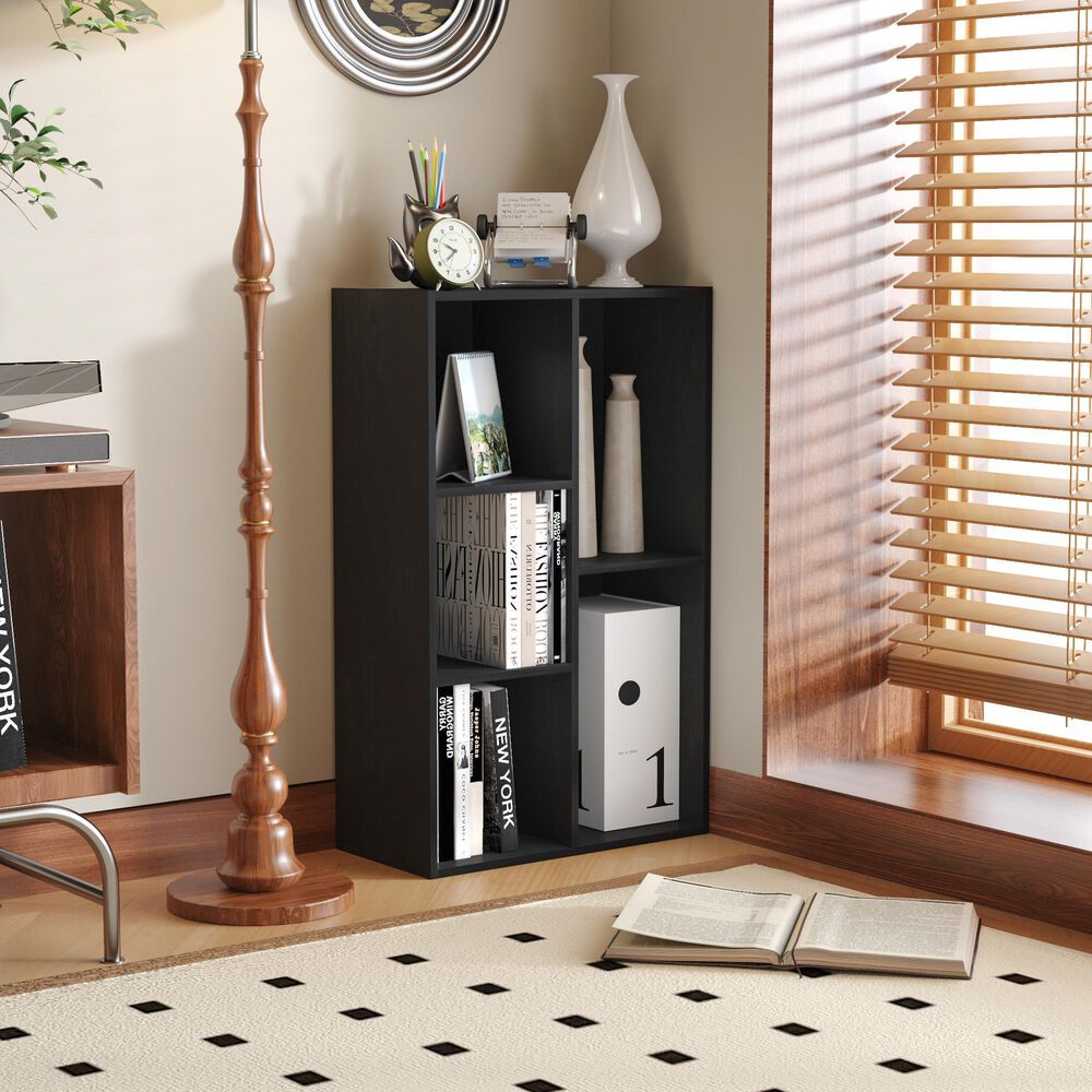 HOMLUX 5-Cube Reversible Storage Bookshelf in Blackwood, , large