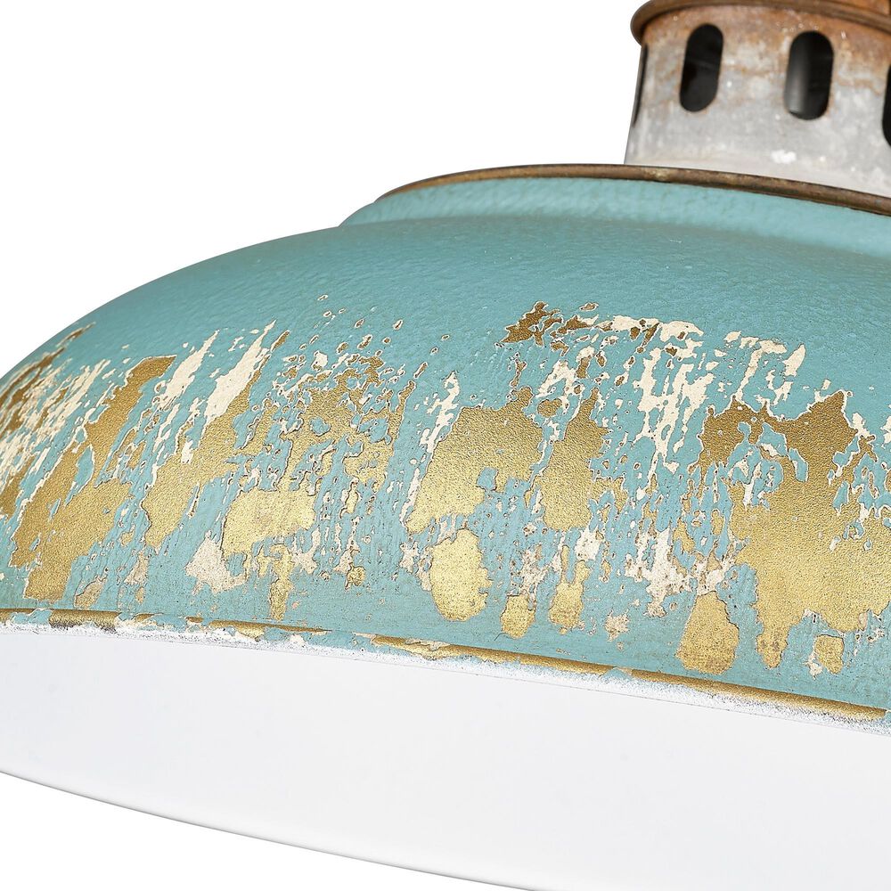 Golden Lighting Kinsley 1-Light Wall Sconce with Antique Teal Shade in Aged Galvanized Steel, , large