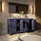 Lexora Home Lafarre 60" Double Bathroom Vanity in Navy Blue with 2 cm White Quartz Top and Rectangular Sinks, , large