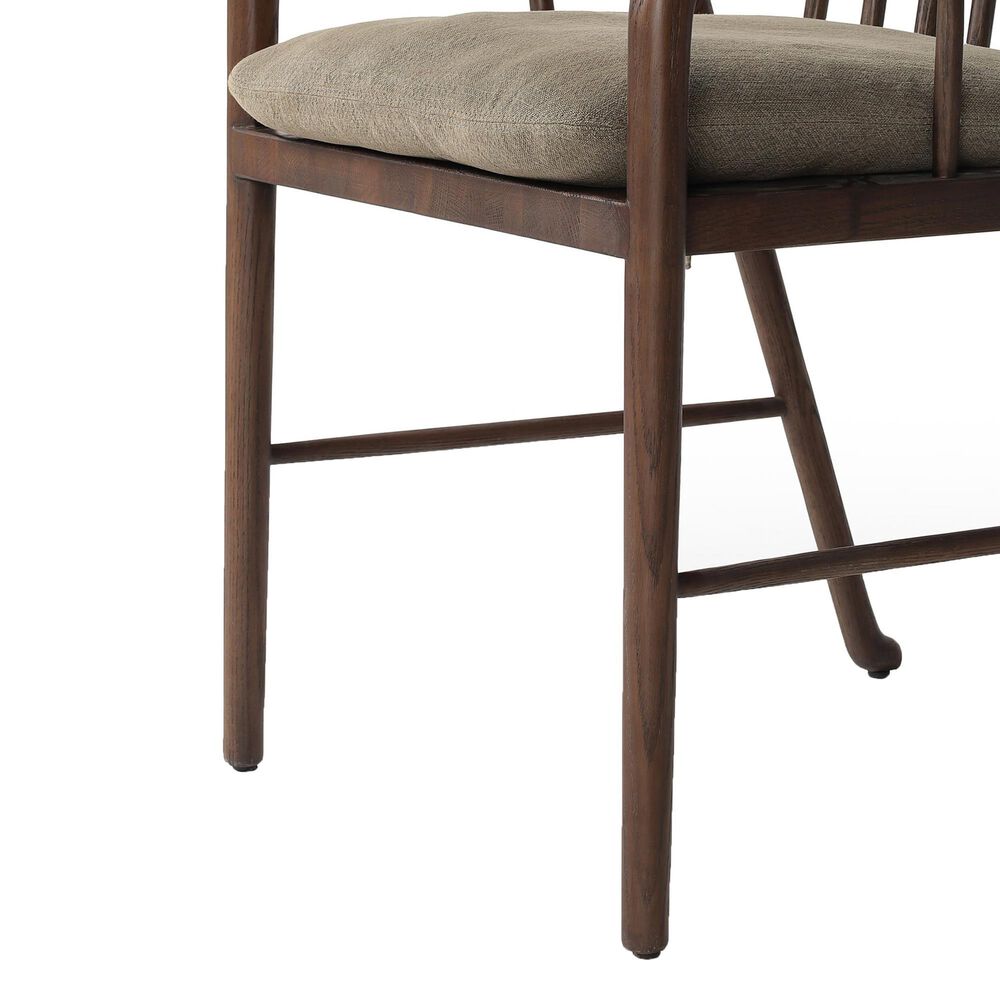 FOUR HANDS Brenna Dining Chair in Drifted Oak with Broadway Olive Cushion, , large