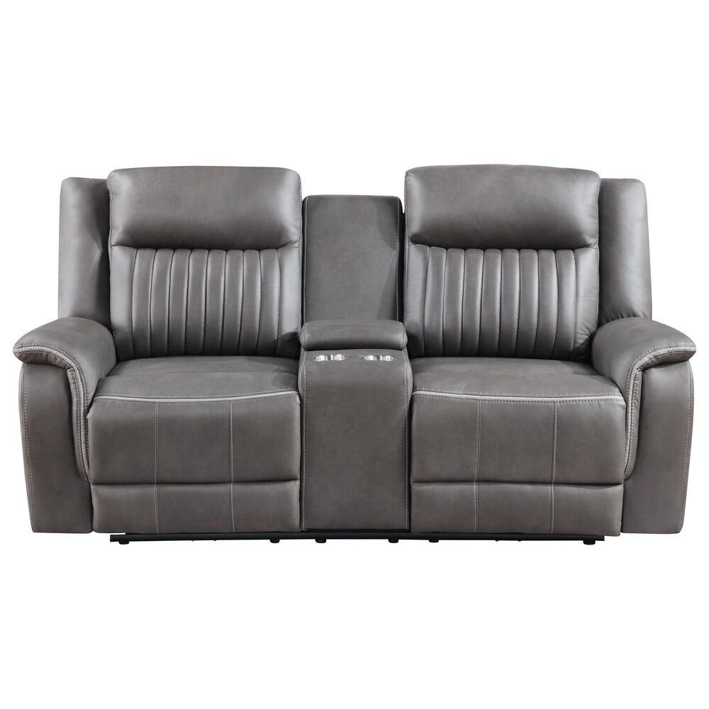 New Heritage Design Enzo Manual Reclining Loveseat in Gray, , large