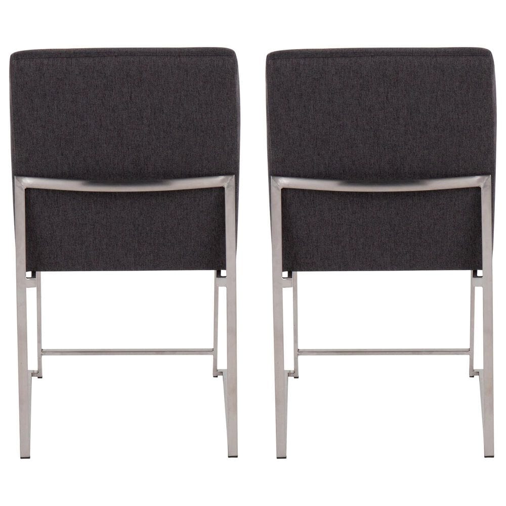 Lumisource Fuji Side Chair with Charcoal Cushion in Brushed Stainless Steel &#40;Set of 2&#41;, , large