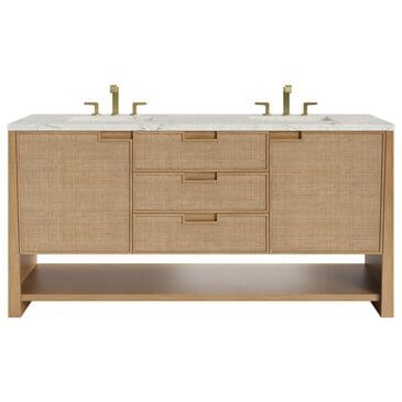 James Martin Vanities Solene 72" Double Bathroom Vanity in Seaside Oak with 3 cm Victorian Silver Quartz Top and Rectangular Sinks, , large