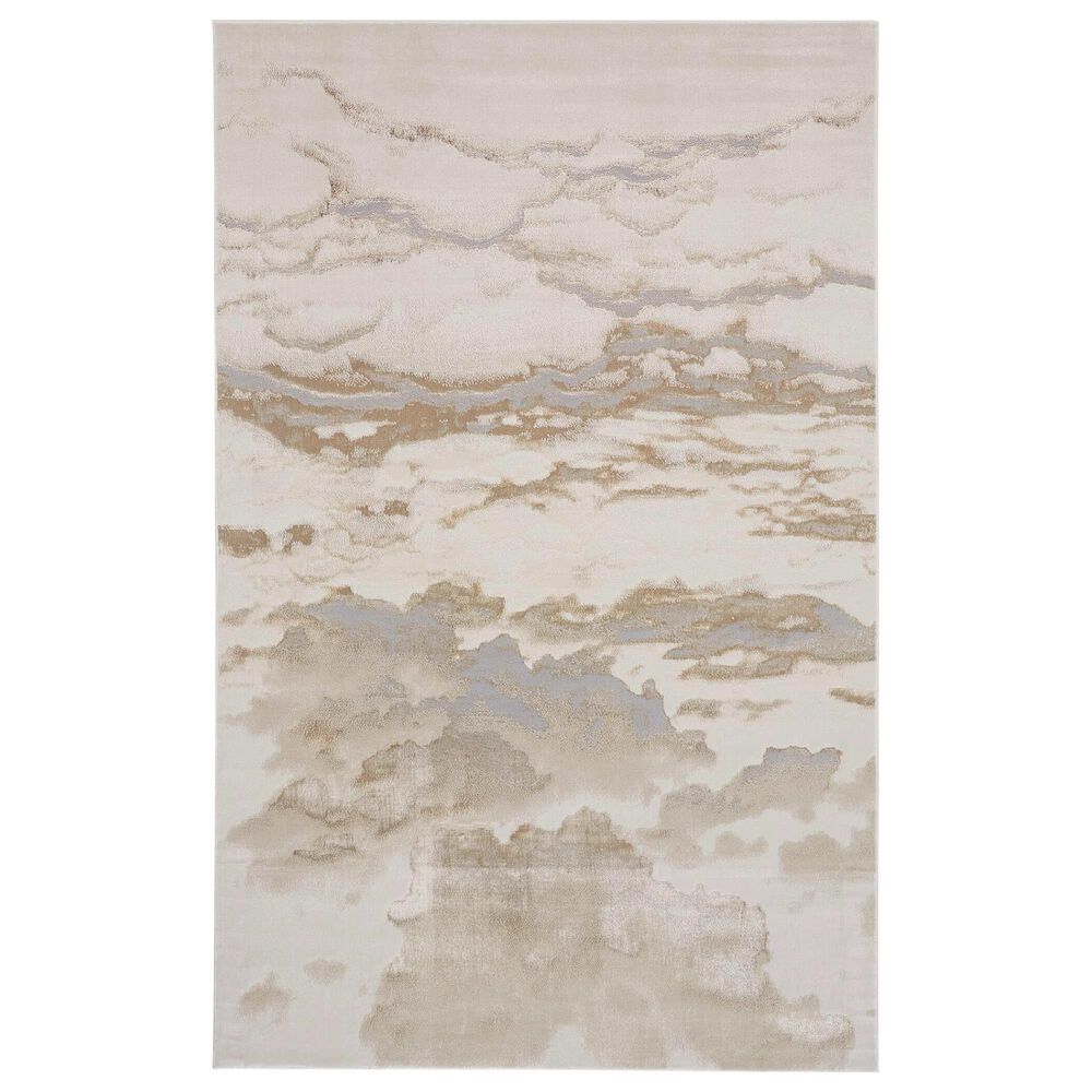 Feizy Aura 3727F 3"11" x 6" Beige and Gold Area Rug, , large