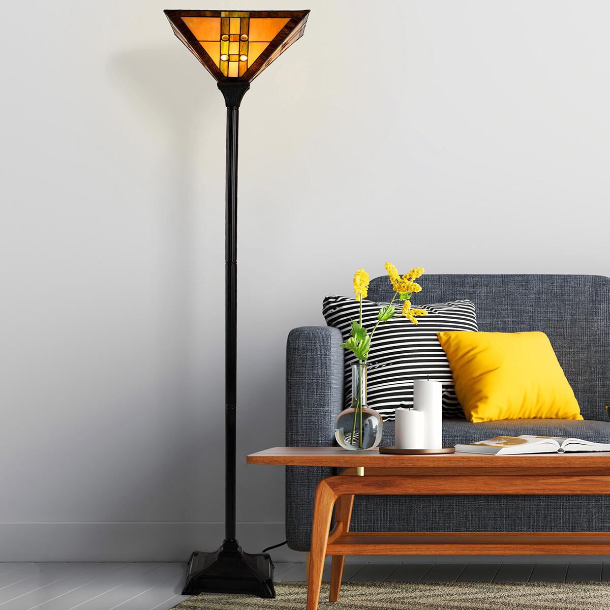 Stained glass on sale torchiere floor lamp