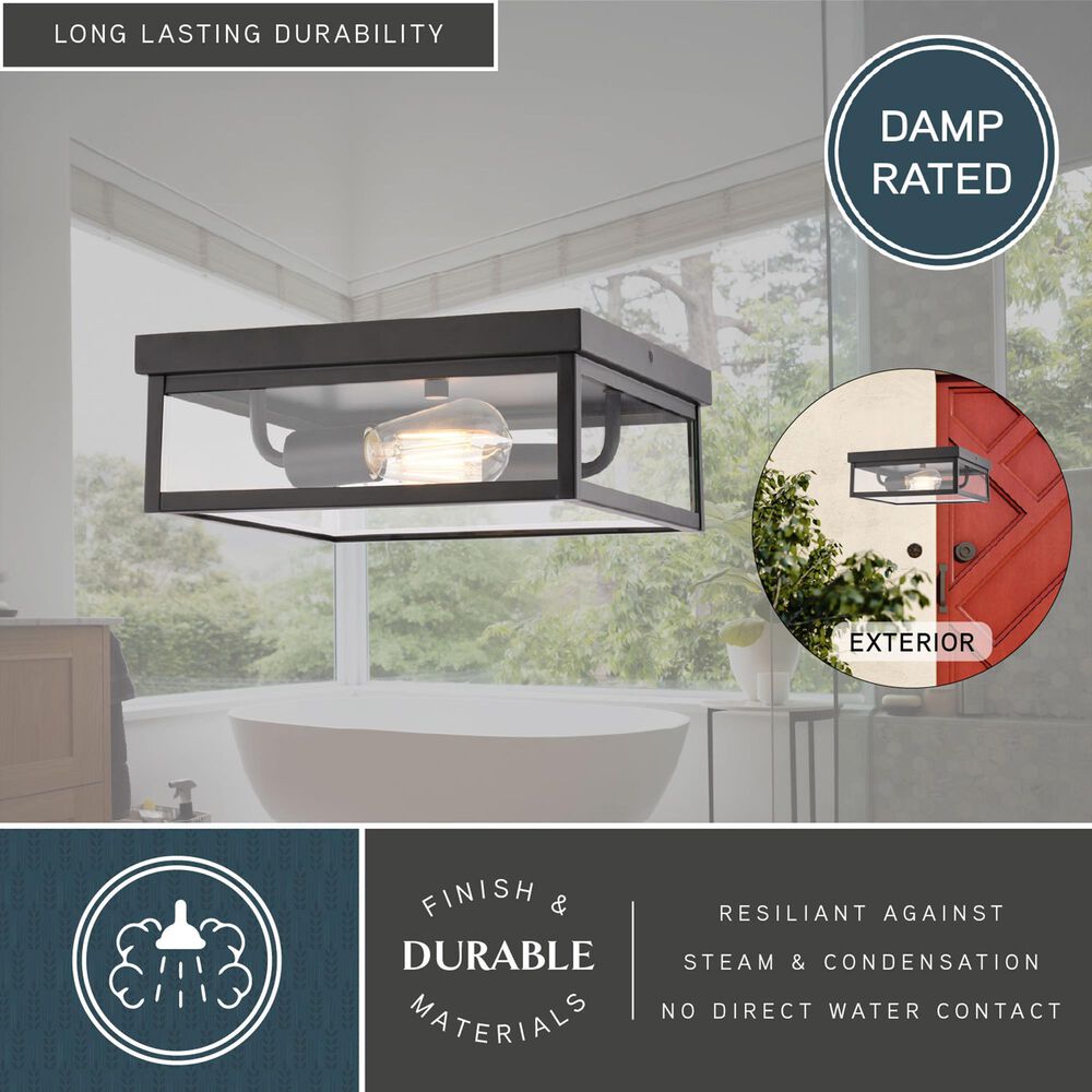 Vaxcel Clinton 2-Light Outdoor Flush Mount in Matte Black, , large
