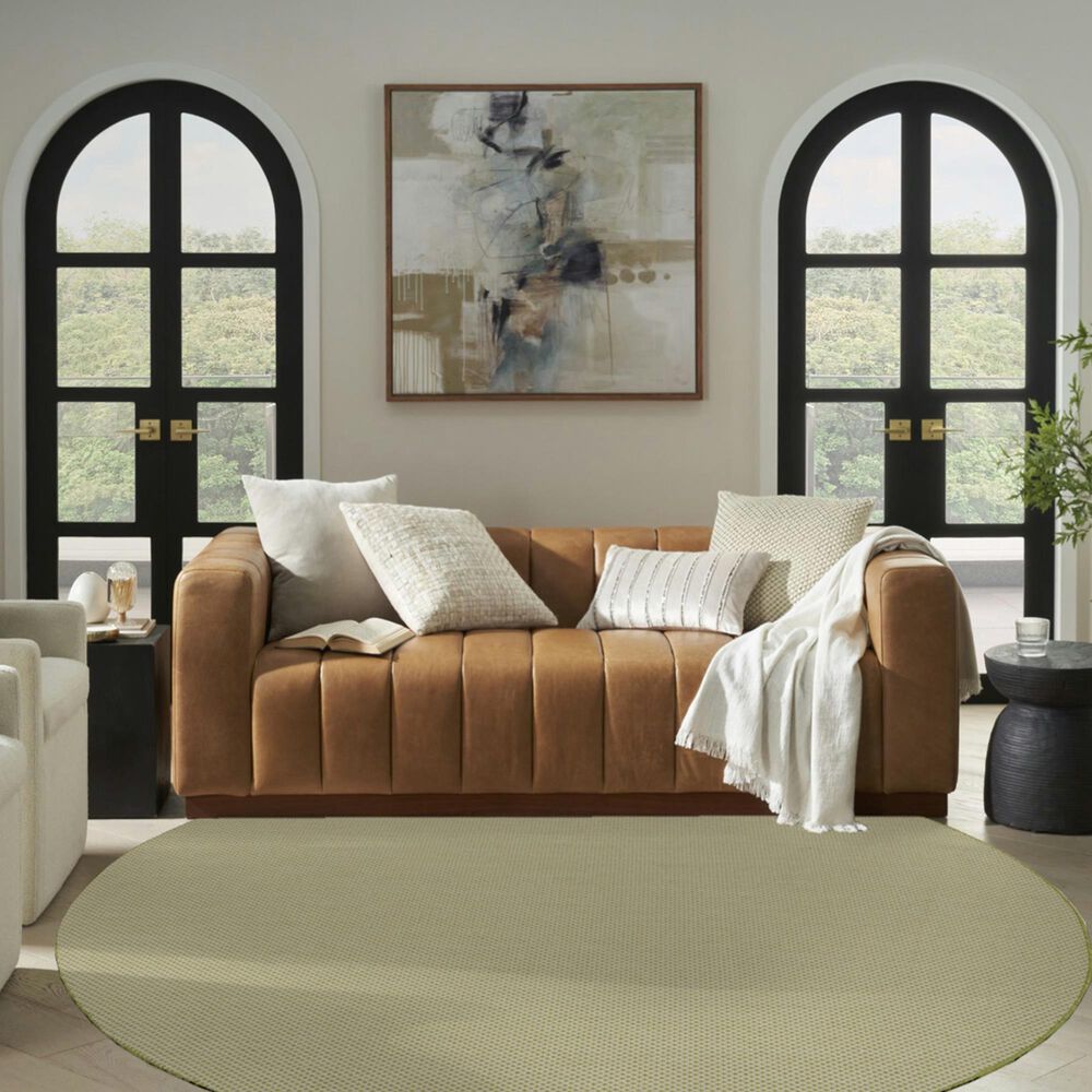 Nourison Courtyard Ivory and Green 8&#39; Round Indoor/Outdoor Area Rug, , large