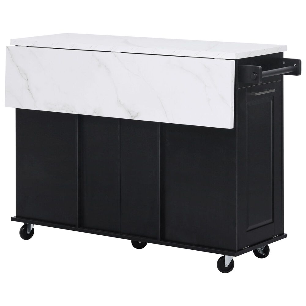 HOMLUX 51" Kitchen Island with Tilt Trash Can Cabinet in Black, , large