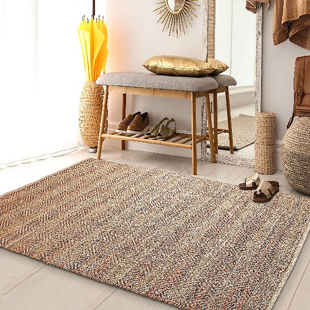 L&amp;R Resources Natural Fiber 7&#39;9&quot; x 9&#39;9&quot; Burgundy Area Rug, , large