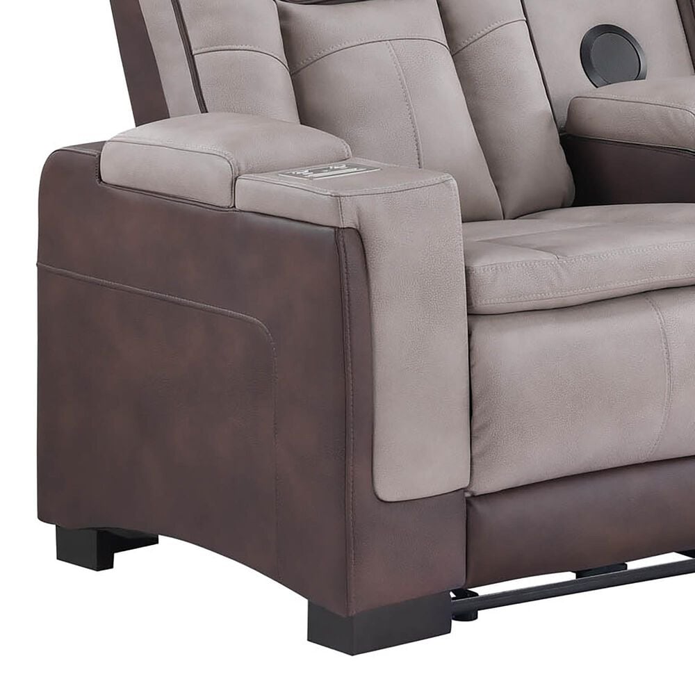Titanic Furniture Power Reclining Loveseat with Power Headrest in Brown, , large