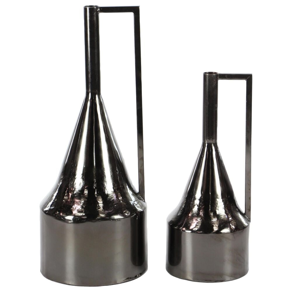 Maple and Jade Metal Vases in Black (Set of 2), , large