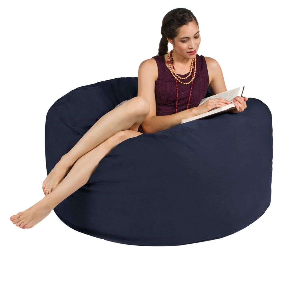 Jaxx 4&#39; Round Bean Bag with Removable Cover in Navy, , large