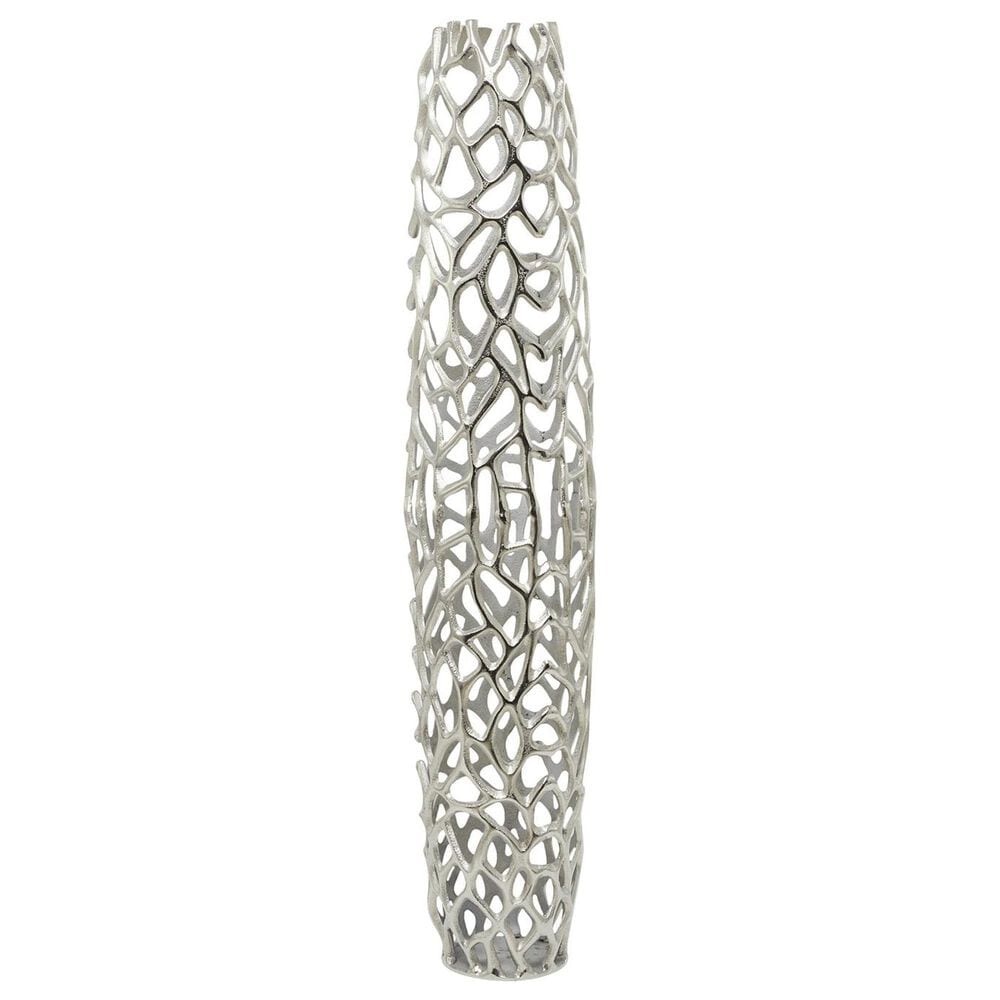 Maple and Jade 45&quot; Cutout Coral Decorative Vase in Satin Silver, , large