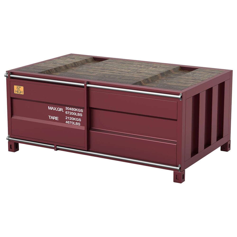 Furniture of America Clifton Coffee Table in Red and Dark Oak, , large