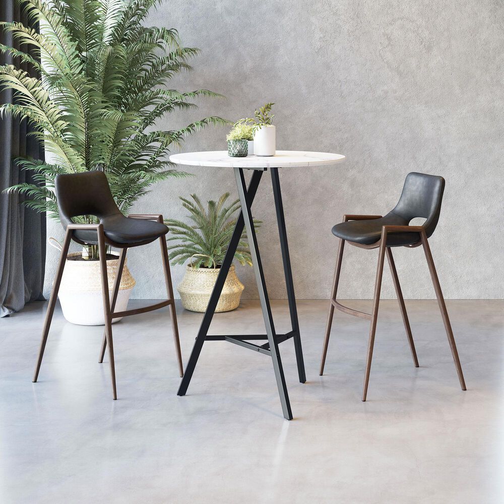 Zuo Modern Desi Bar Chair in Black and Dark Brown &#40;Set of 2&#41;, , large
