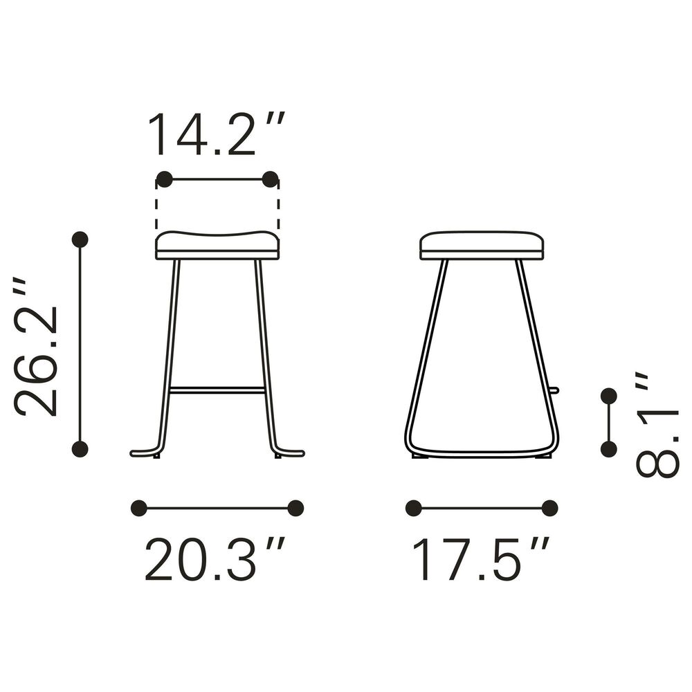 Zuo Modern Bree Counter Stool in Burgundy and Gold &#40;Set of 2&#41;, , large