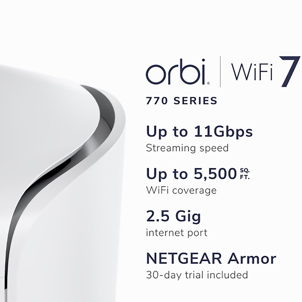 NETGEAR Orbi 770 Series 3-Pack? Tri-Band Wi-Fi 7 Mesh Router in White, , large