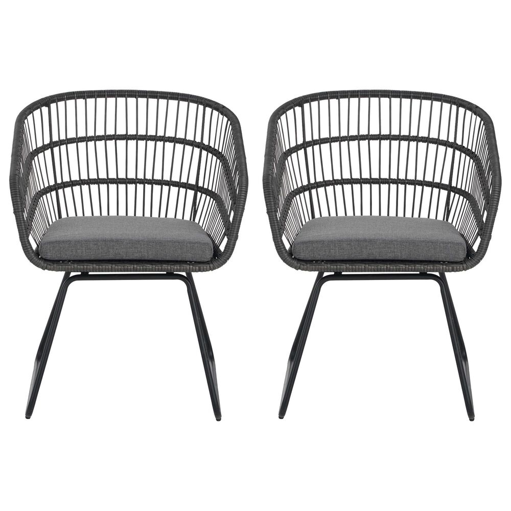 Hearth and Haven Terry Outdoor Dining Club Chair in Gray (Set of 2), , large