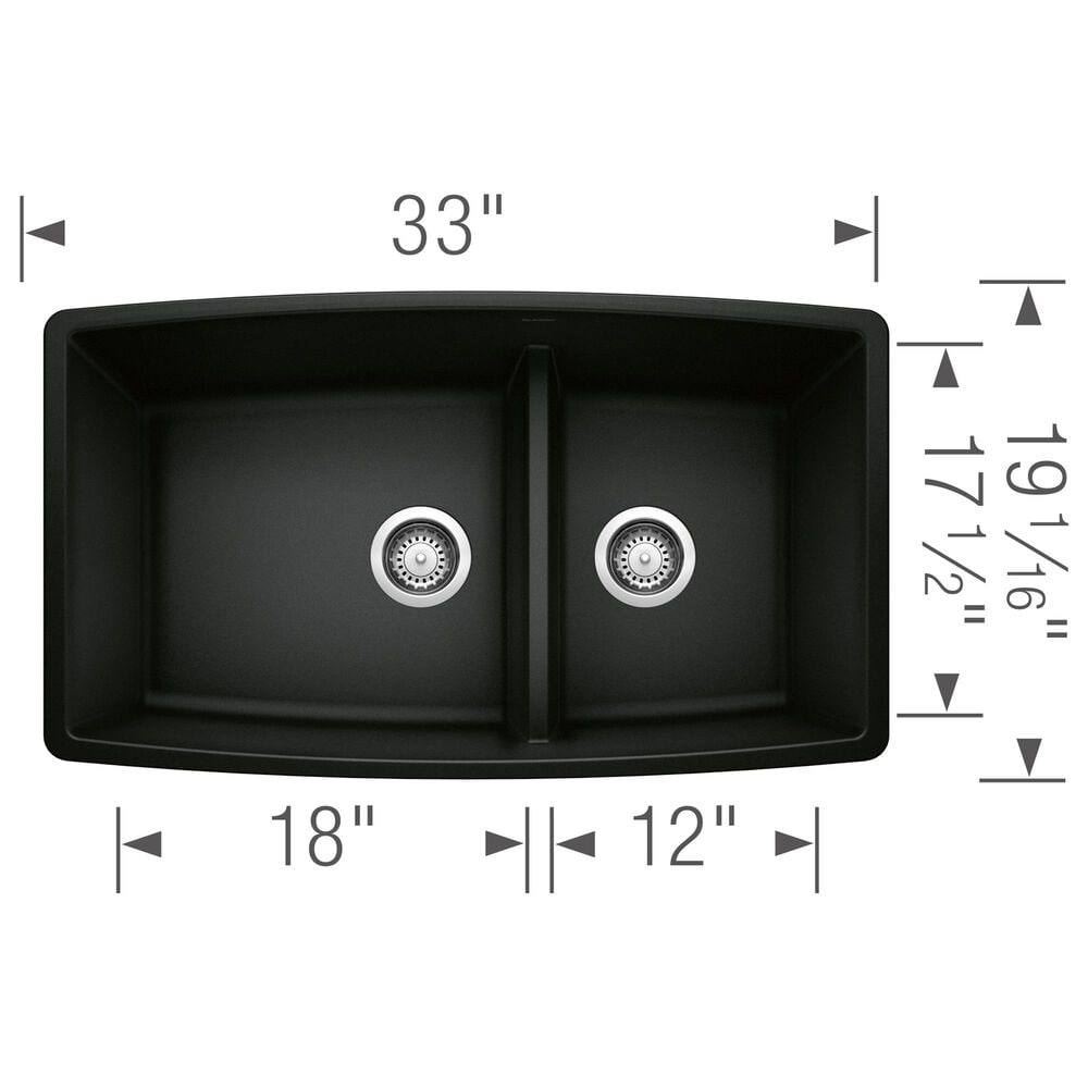 Blanco Performa 1-3/4 Double Sink with Low Divide in Coal Black, , large