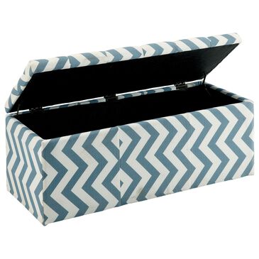 Furniture of America Saver Storage Bench in Blue and White, , large