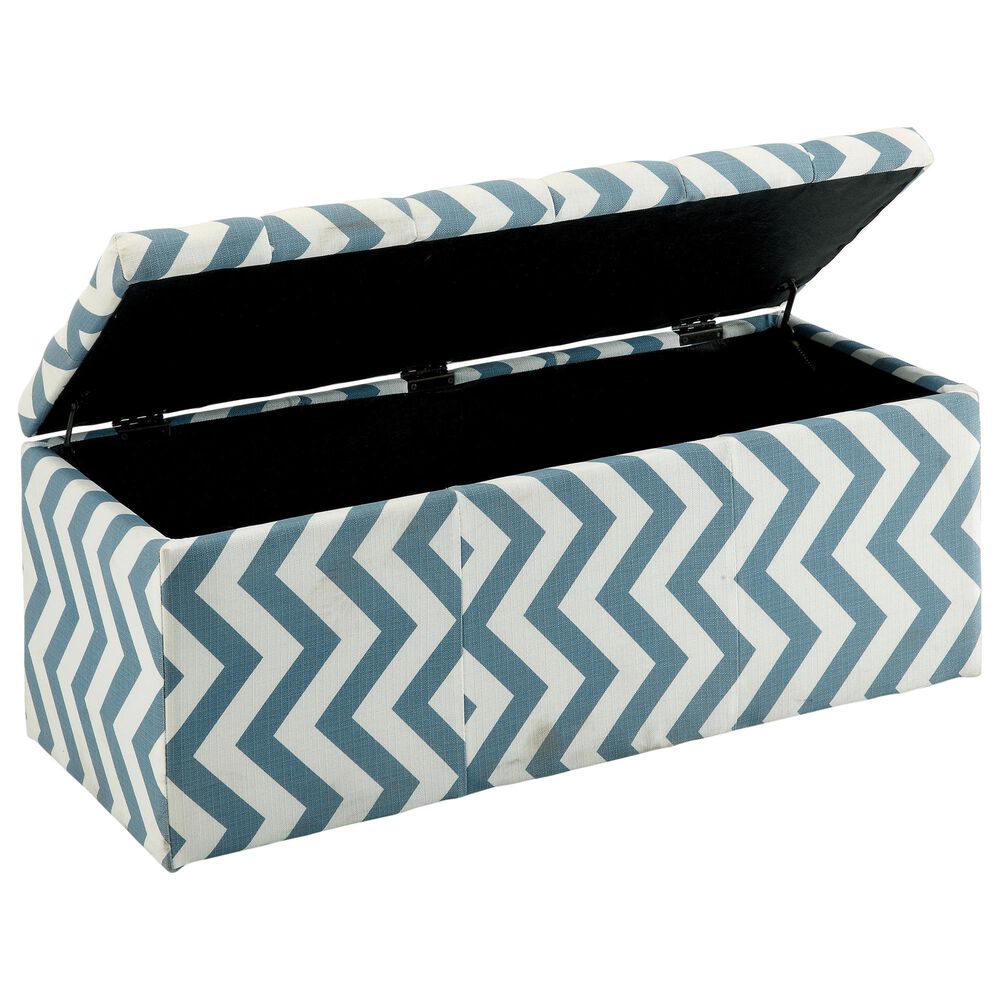 Furniture of America Saver Storage Bench in Blue and White, , large