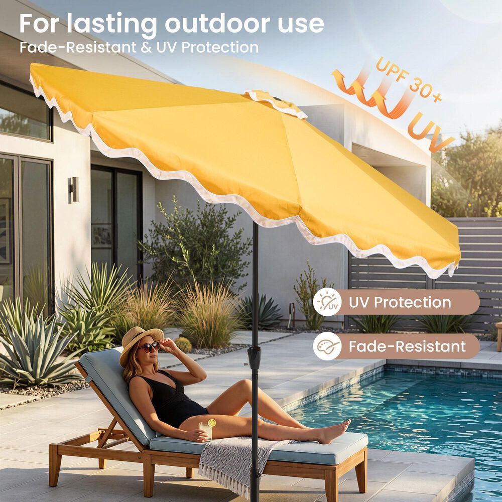 HOMLUX 10' Patio Umbrella with Lights in Yellow, , large