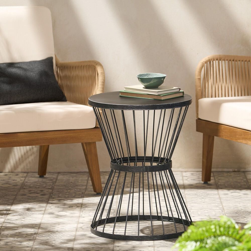 Hearth and Haven Lassen Patio Side Table in Black, , large