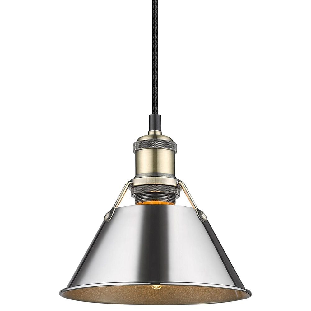 Golden Lighting Orwell 1-Light Small Pendant with Chrome Shade in Aged Brass, , large