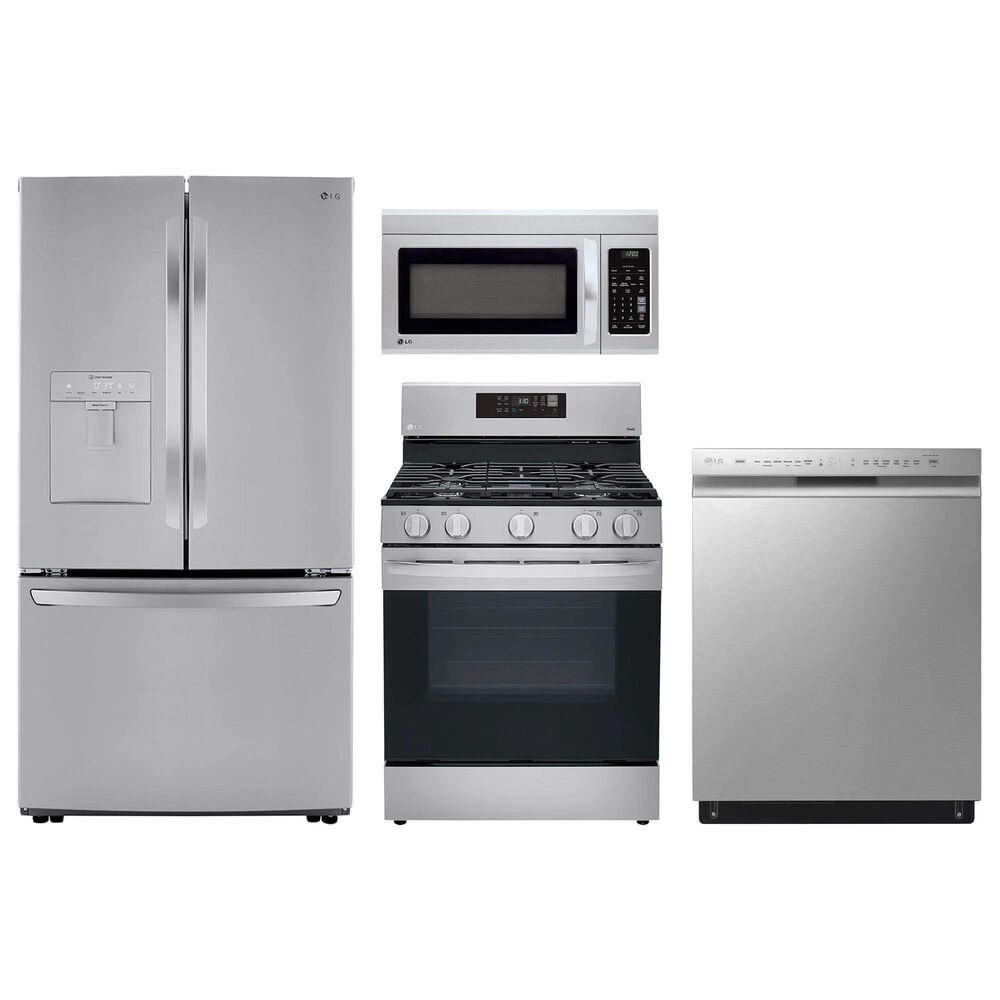 LG 4-Piece Kitchen Package with 29 Cu. Ft. French Door Refrigerator and Gas Range in Print Proof Stainless Steel, , large