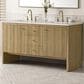 James Martin Vanities Hudson 60" Double Bathroom Vanity in Light Natural Oak with 3 cm Eternal Marfil Quartz Top and Rectangular Sinks, , large