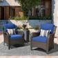HOMLUX 29" Patio Single Chair with Brown Wicker in Navy Blue (Set of 2), , large