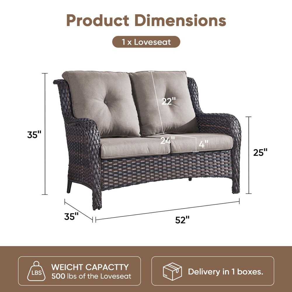 Sunwell Garden Patio Loveseat with Brown Frame in Gray, , large