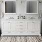 Lexora Home Dukes 80" Double Bathroom Vanity in White with 2 cm White Quartz Top and Rectangular Sinks, , large