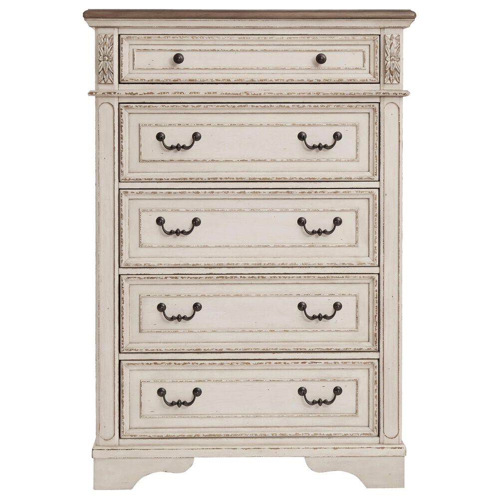 Ashley Realyn 5-Piece Queen Panel Bedroom Set in Chipped White, , large
