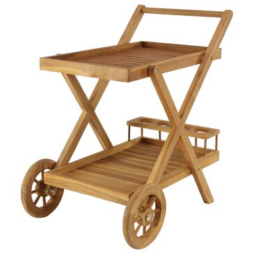 Maple and Jade 32" Patio Bar Cart in Brown, , large
