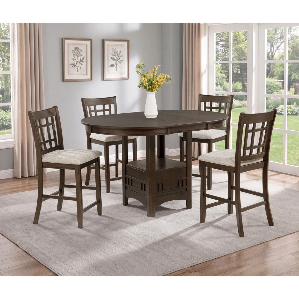 Crown Mark Hartwell 5-Piece Counter Height Dining Set in Dark Brown, , large