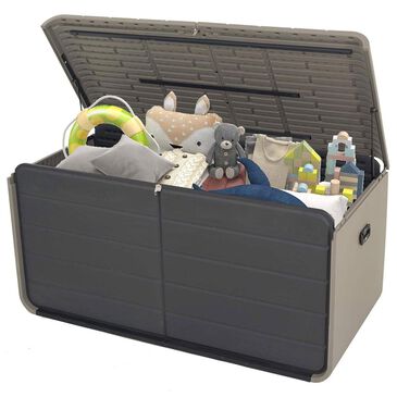 Hearth and Haven 160-Gallon Outdoor Storage Box with 3-Reinforced Crossbar Design in Gray, , large
